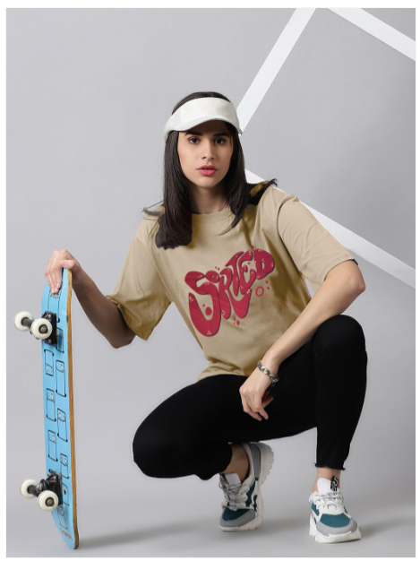 Half Sleeves Cotton Blend Back Printed T-Shirt - Image 3