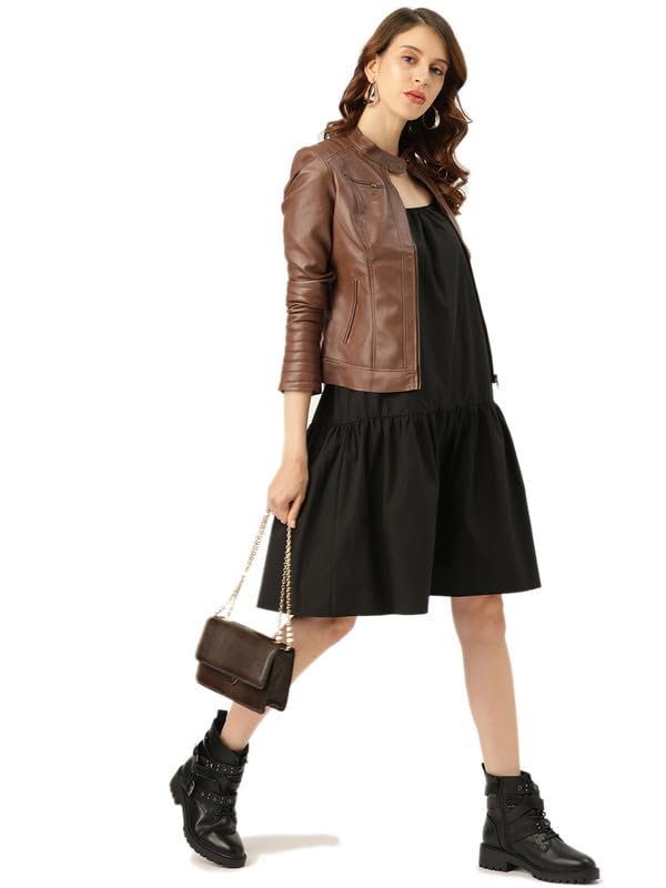 Leather Retail Faux Leather Women Regular Jacket (Brown) - Image 2