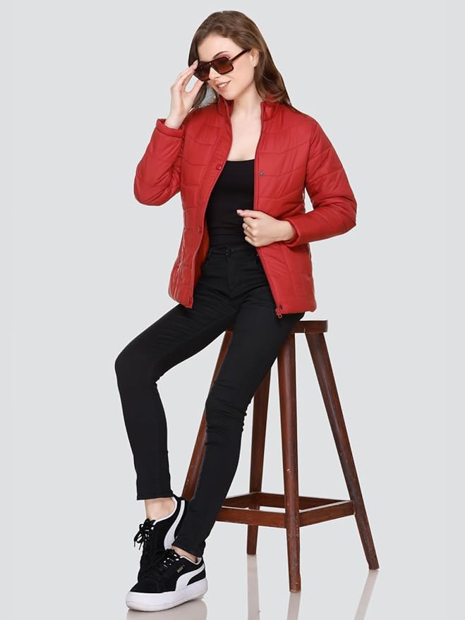 RARE TIMES Women’s Stylish Solid Full Sleeves Jacket | Winter Wear Quilted Jacket for Travelling | Regulaer Fit Puffer Jacket For Women - Image 7