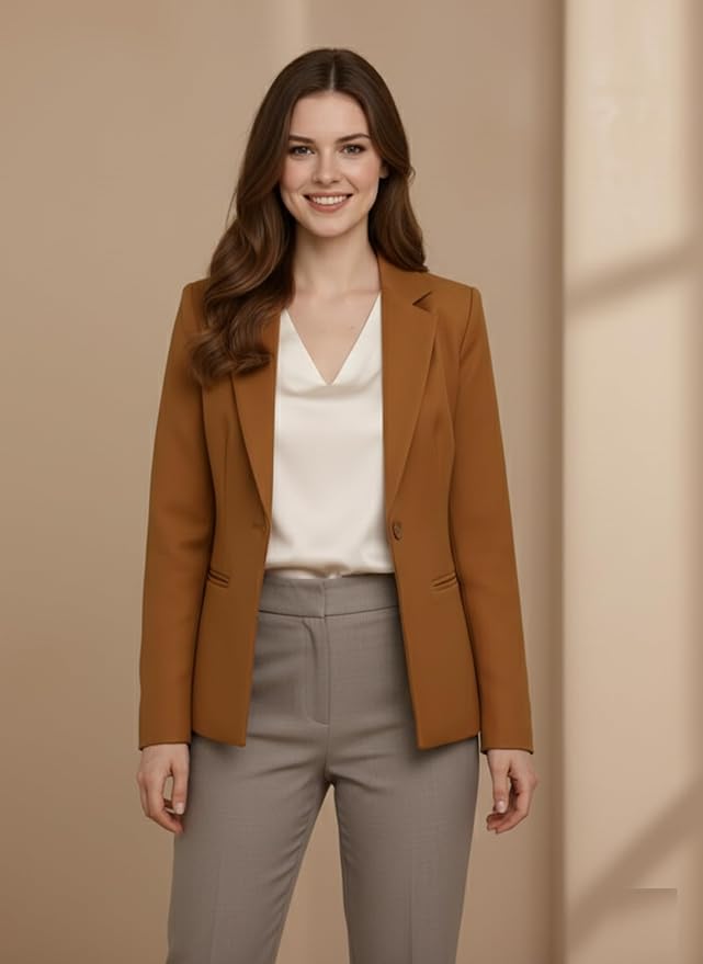 ROCKSY Black Smart Casual Formal Blazer for Women, Regular Fit Stylish Blazer for Women - Image 2