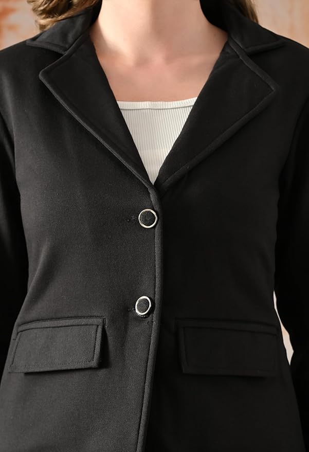Women’s Fleece Winter Blazer Coat – Soft Winter Warm Lapel Collar Jacket with Full Sleeves, 2 Front Flap Pockets | Stylish Blazer Coat for Office, Casual Wear - Image 5
