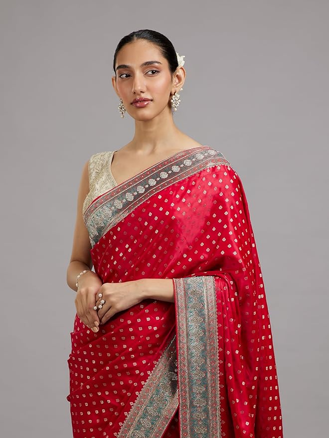 Art Silk Stone Work | Weave Saree with Blouse Piece - Image 4